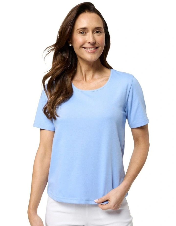 Kinnersly Scoop Neck Tee in Blue image 1