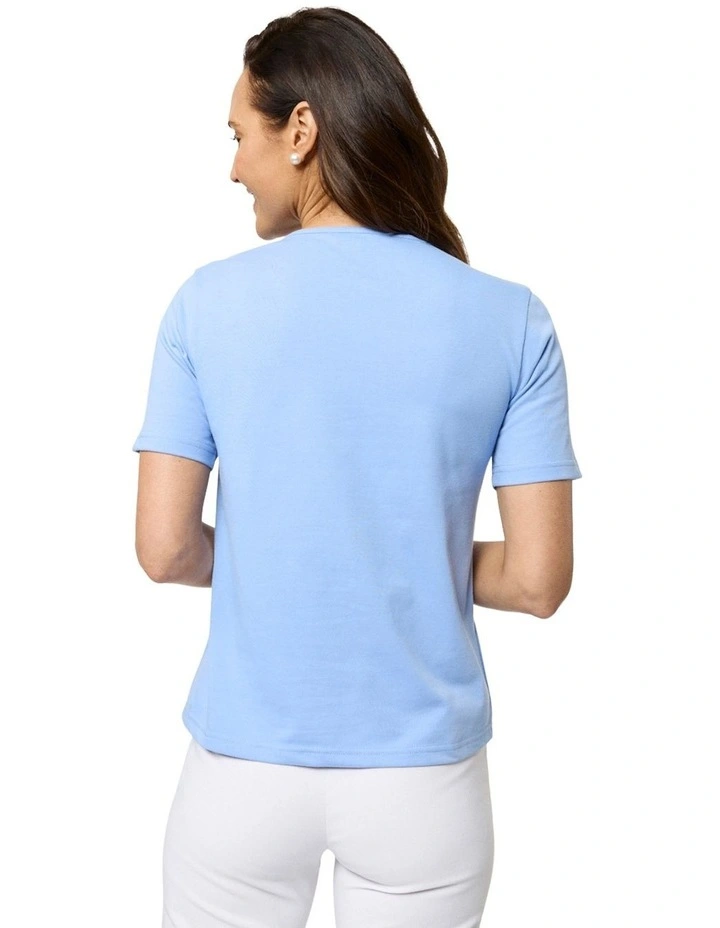 Kinnersly Scoop Neck Tee in Blue image 2