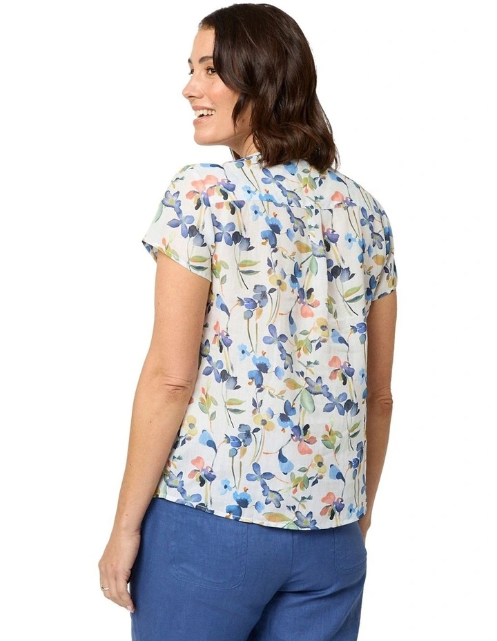 Lilah Pintuck Blouse in Blue image 2