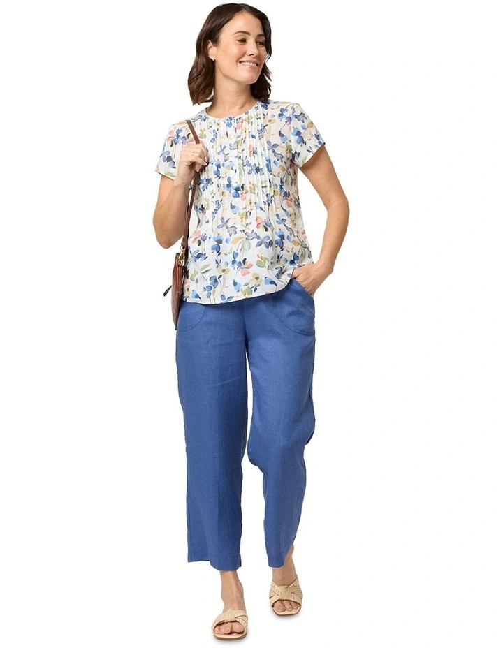 Lilah Pintuck Blouse in Blue image 4