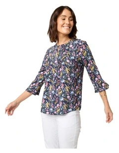 Jodie 3/4 Sleeve Blouse in Blue