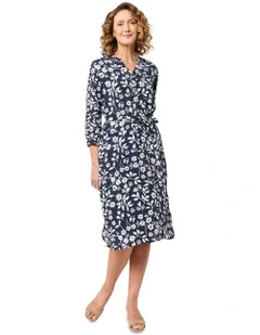 Tessia 3/4 Sleeve Dress in Blue