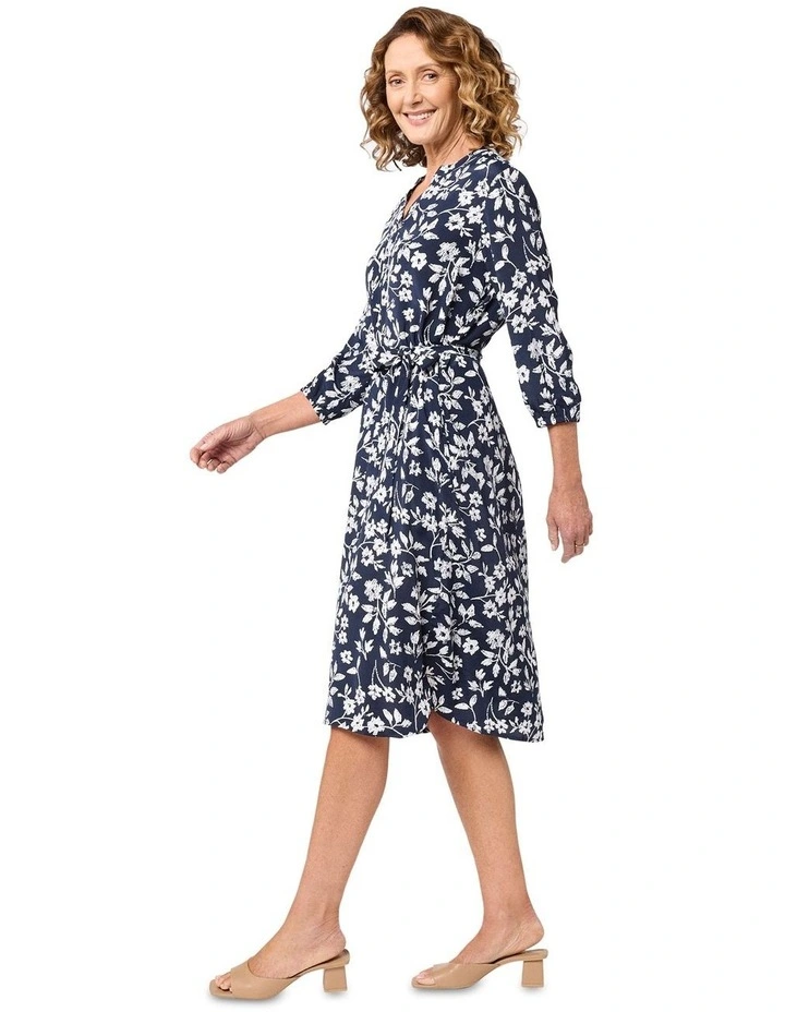 Tessia 3/4 Sleeve Dress in Blue image 3
