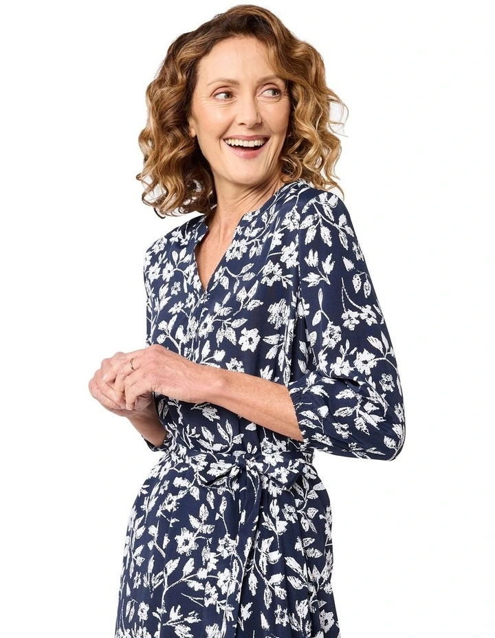 Tessia 3/4 Sleeve Dress in Blue image 4