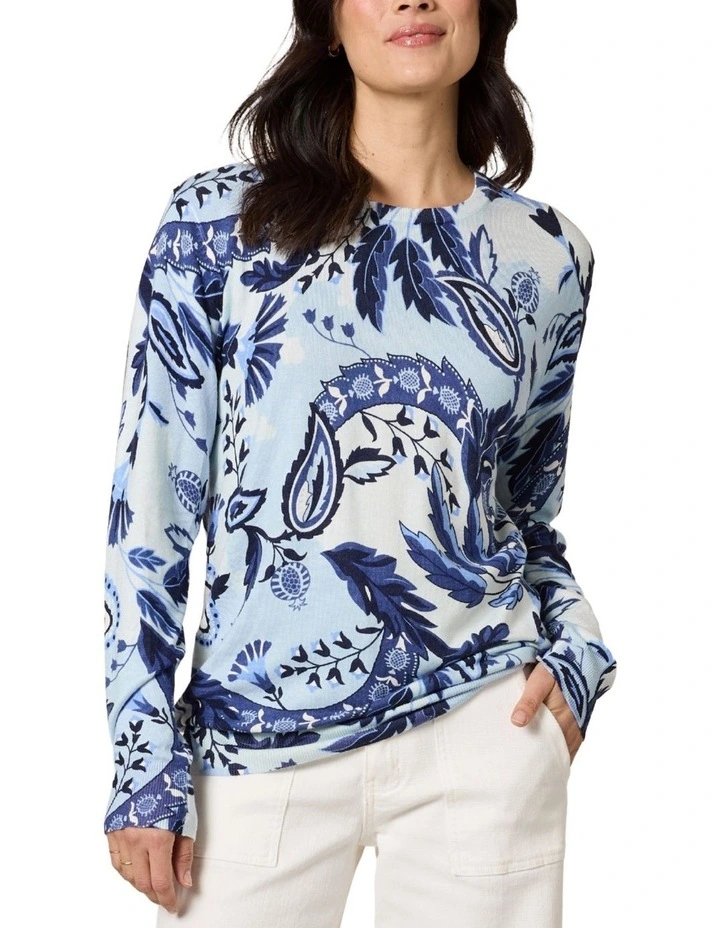 Newport Paisley Knit in Blue image 1