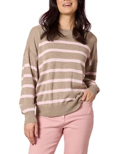 Idaho Stripe Knit Top in Beige