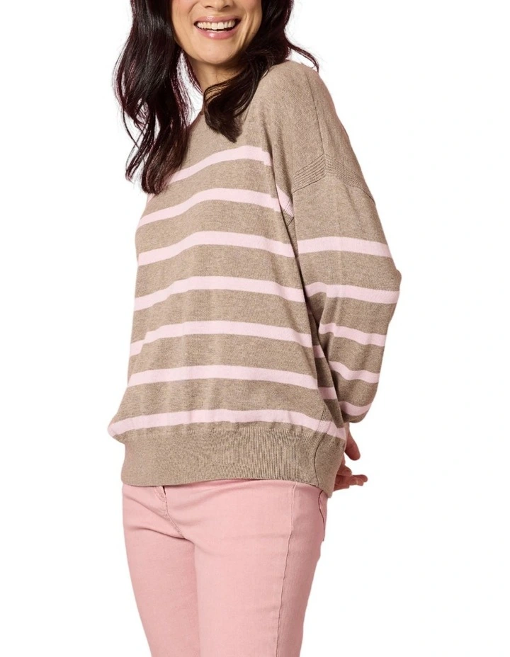 Idaho Stripe Knit Top in Beige image 2