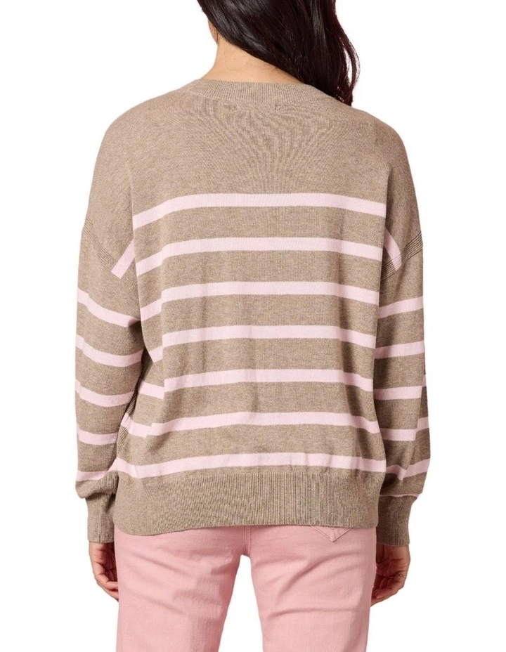 Idaho Stripe Knit Top in Beige image 3