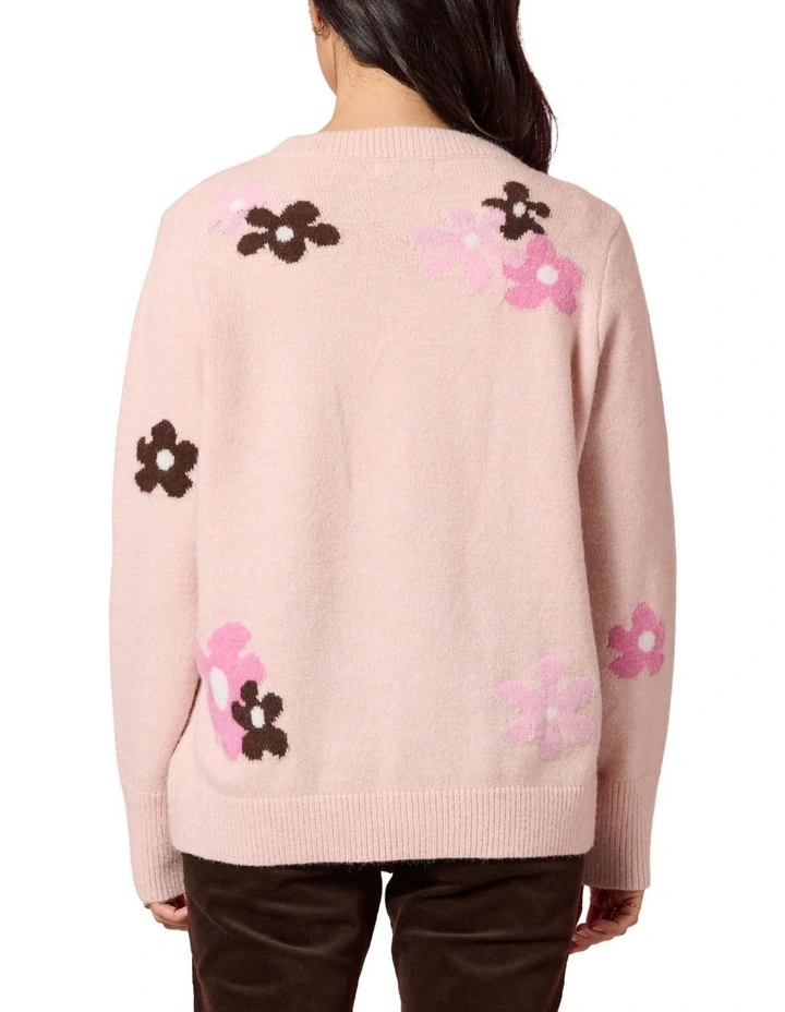 Chelsea Flower Knit Jumper in Pink image 3