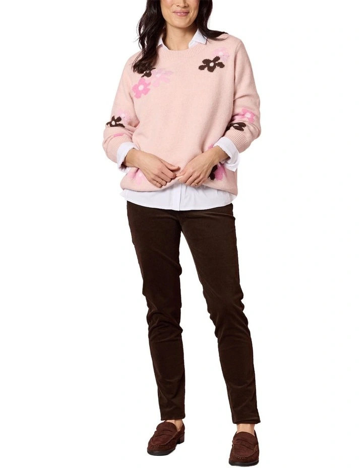 Chelsea Flower Knit Jumper in Pink image 4