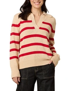 Montrose Stripe Knit Top in Beige