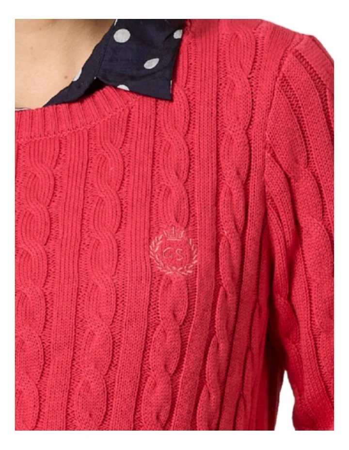 Hampton Cable Knit Jumper in Red image 4