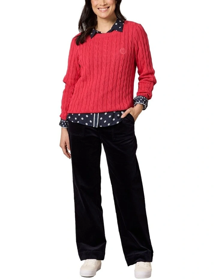 Hampton Cable Knit Jumper in Red image 5