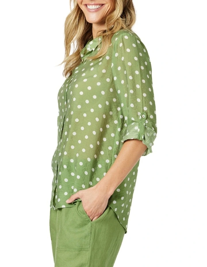 Basil Spot Shirt in Green image 2