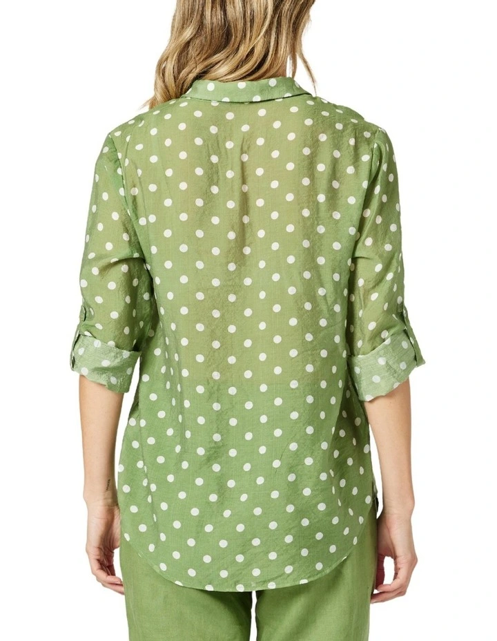 Basil Spot Shirt in Green image 3