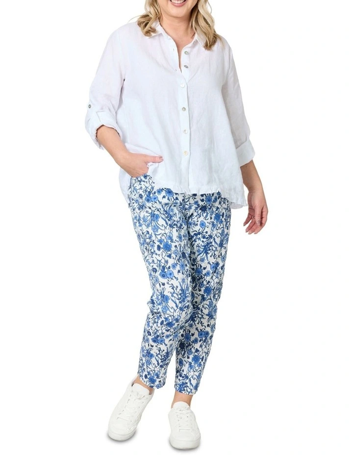 Ruffle Hem Shirt in White image 4