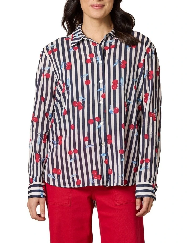 Cherry Stripe Shirt in Multi image 1