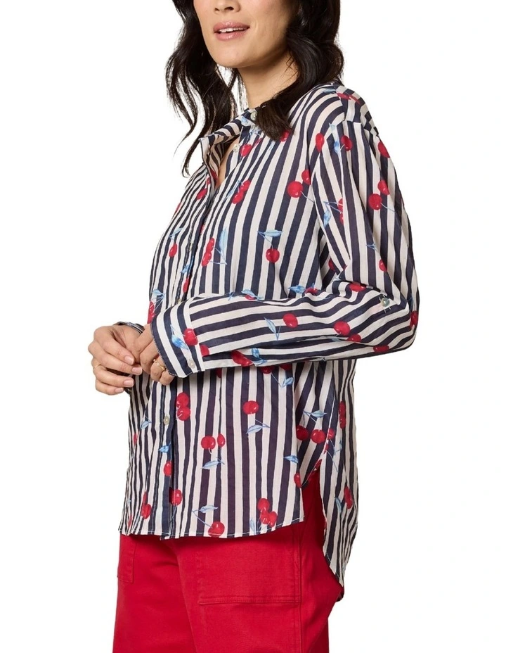 Cherry Stripe Shirt in Multi image 2
