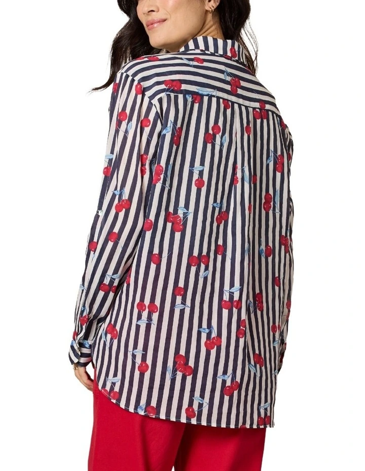 Cherry Stripe Shirt in Multi image 3