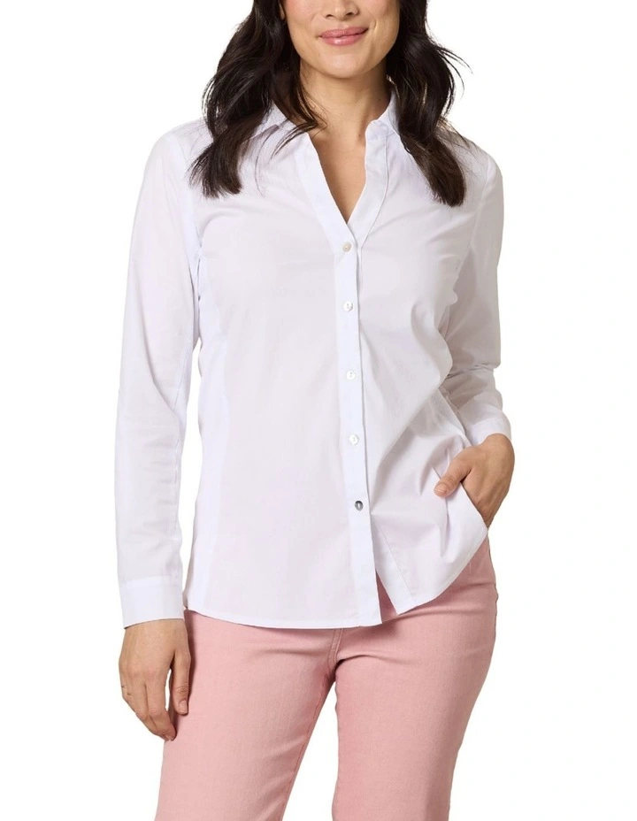 Emma Rib Shirt in White image 4