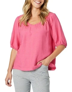 The Lino V Neck Top in Pink