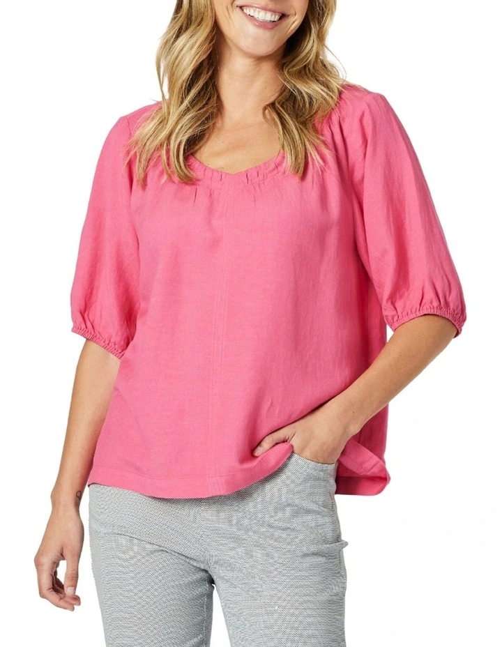 The Lino V Neck Top in Pink image 1