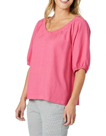 The Lino V Neck Top in Pink