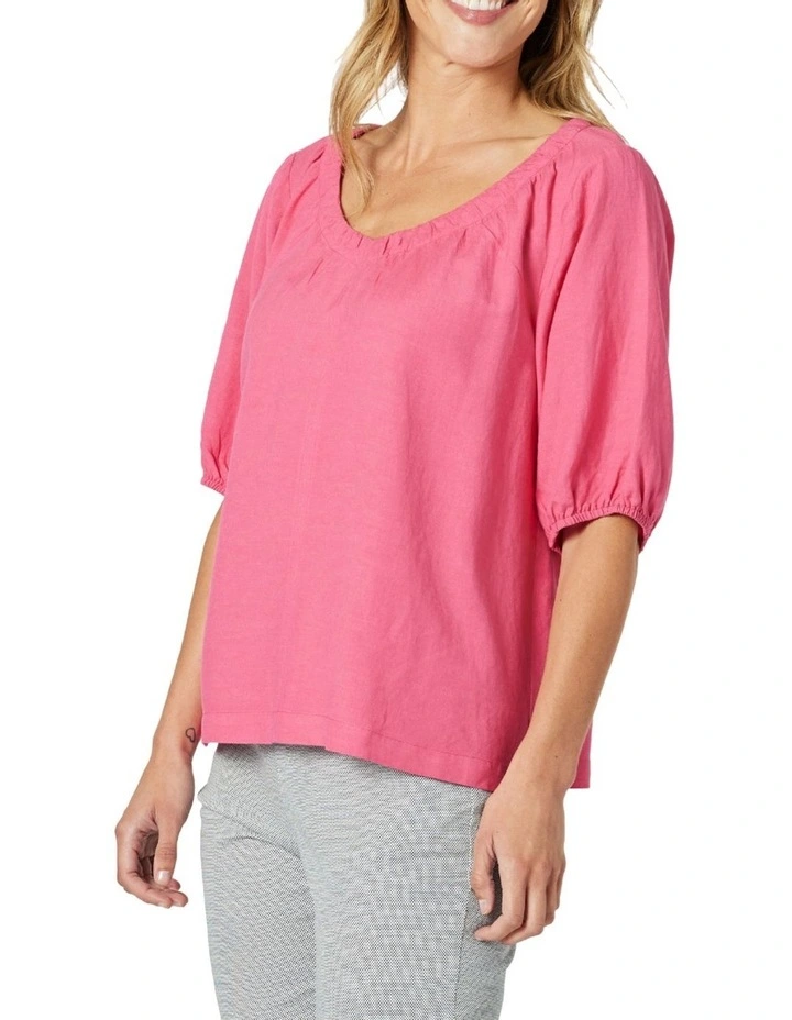 The Lino V Neck Top in Pink image 2
