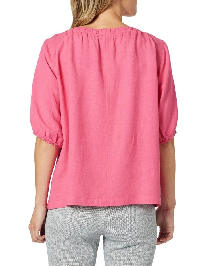 The Lino V Neck Top in Pink image 3