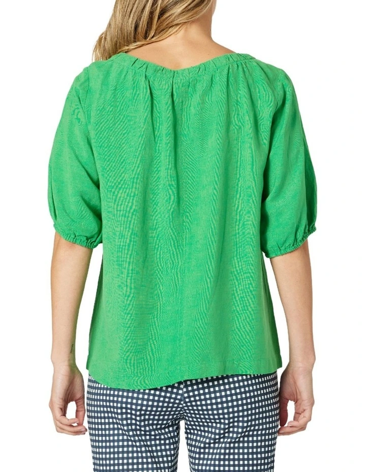 The Lino V Neck Top in Green image 3