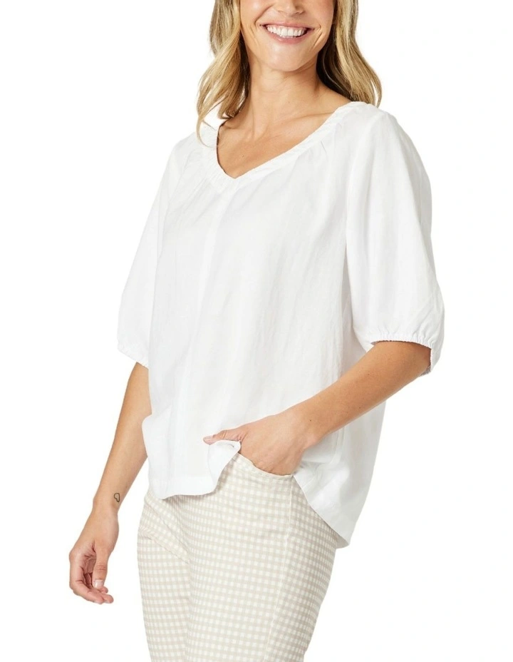 The Lino V Neck Top in White image 3