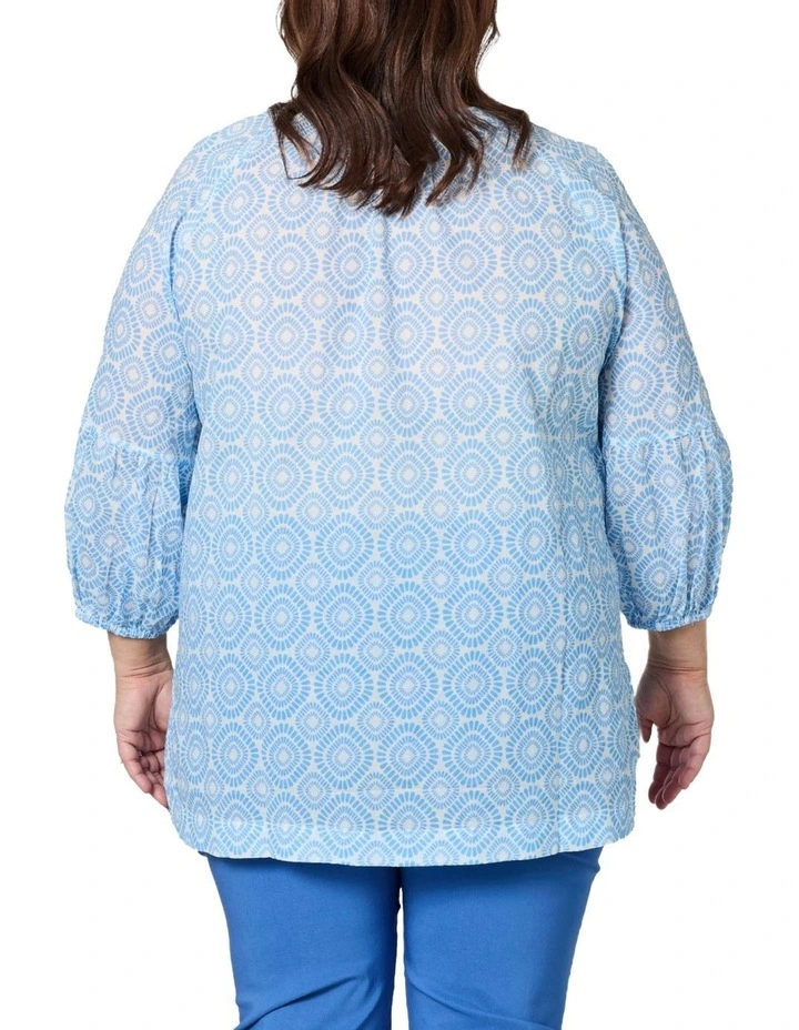 Mosaic Print Top in Blue image 4