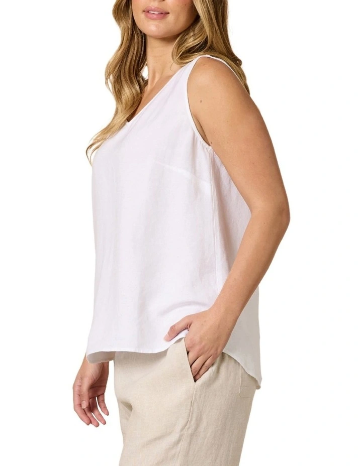 Lino Button Back Cami in White image 2