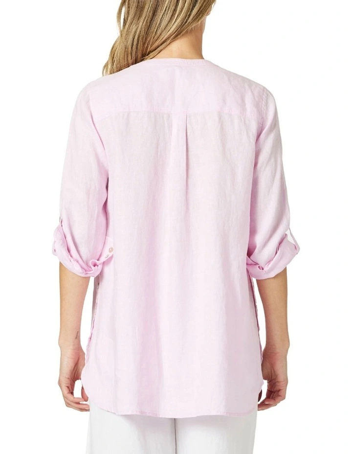 Ava Linen Button Shirt in Pink image 4
