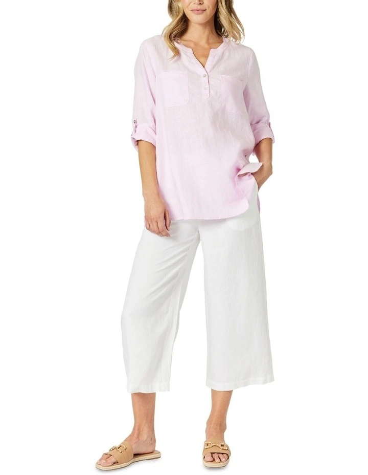 Ava Linen Button Shirt in Pink image 5