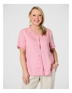 Audrey Ruffle Detail Linen Top
