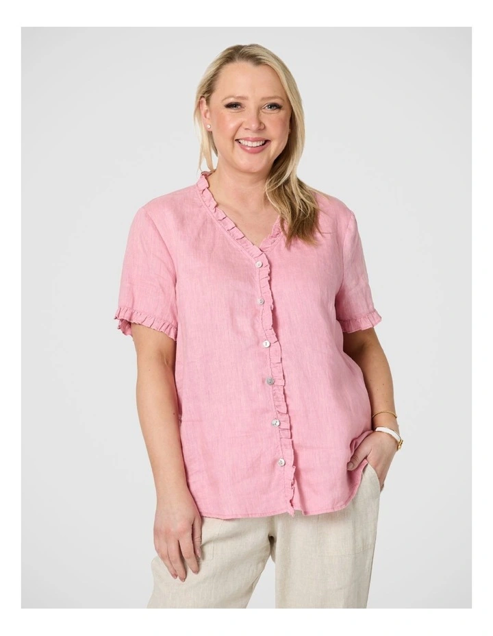 Audrey Ruffle Detail Linen Top image 1