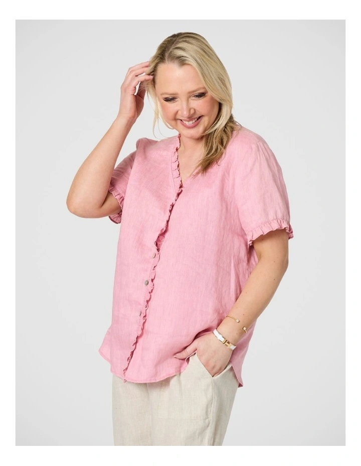 Audrey Ruffle Detail Linen Top image 2