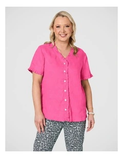 Audrey Ruffle Detail Linen Top