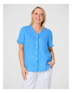 Audrey Ruffle Detail Linen Top