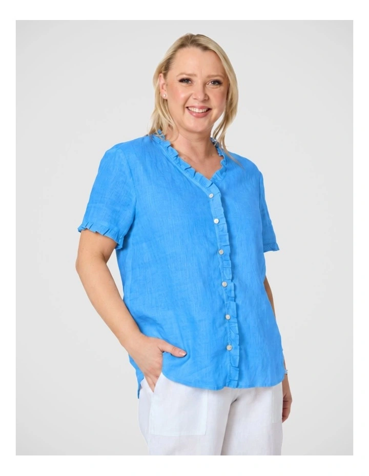 Audrey Ruffle Detail Linen Top image 3