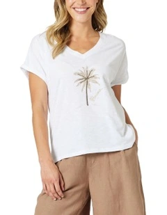 Coconut Palm Tee in White