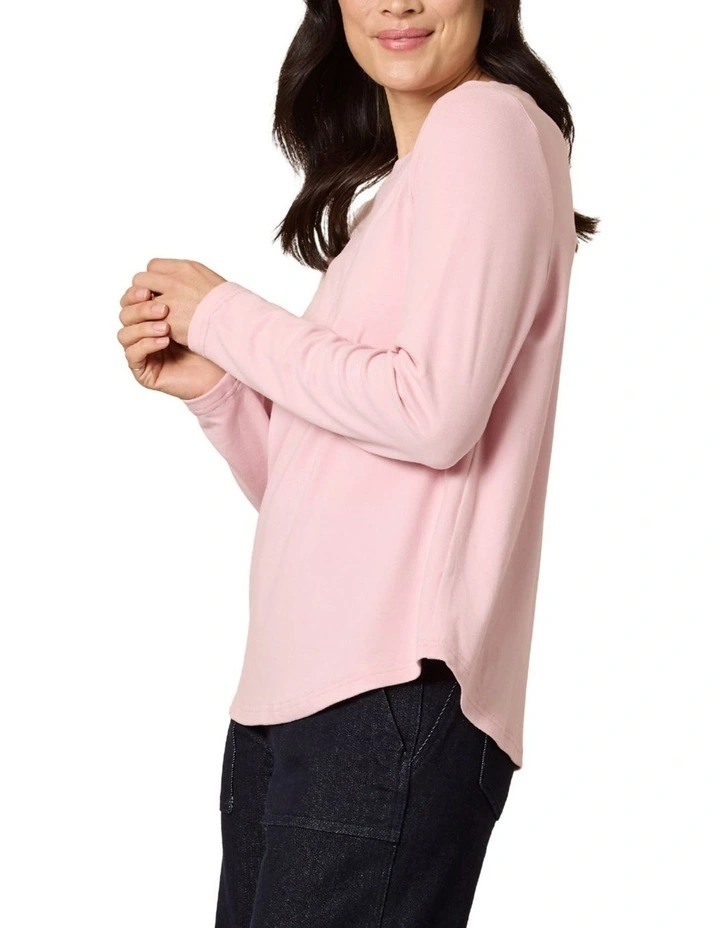 Brushed Jersey Long Sleeve Tee in Pink image 2
