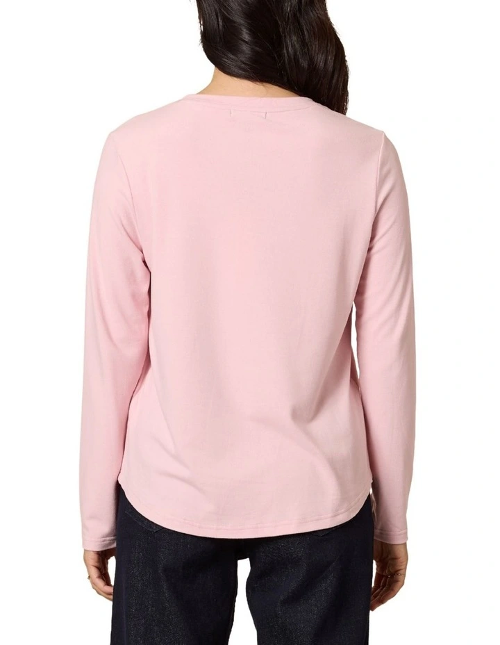 Brushed Jersey Long Sleeve Tee in Pink image 4