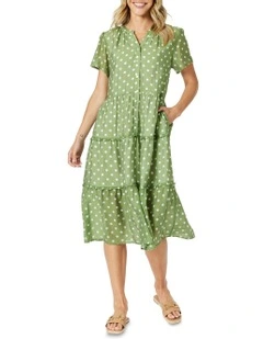 Basil Spot Dress in Green
