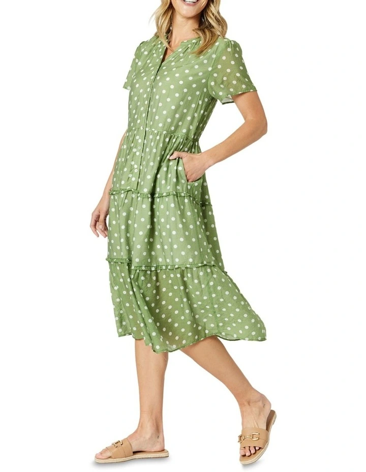 Basil Spot Dress in Green image 2