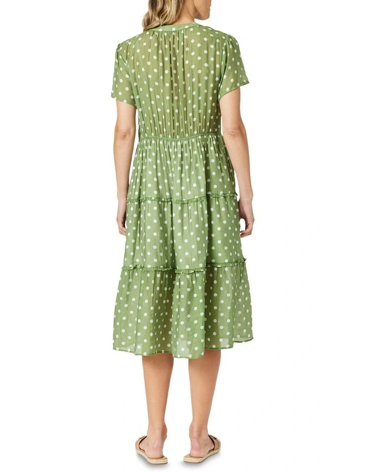 Basil Spot Dress in Green image 3