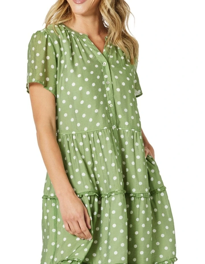 Basil Spot Dress in Green image 4