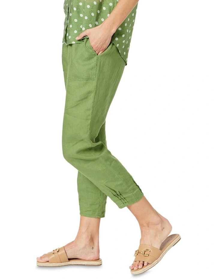 Sarah Linen Pant in Green image 2