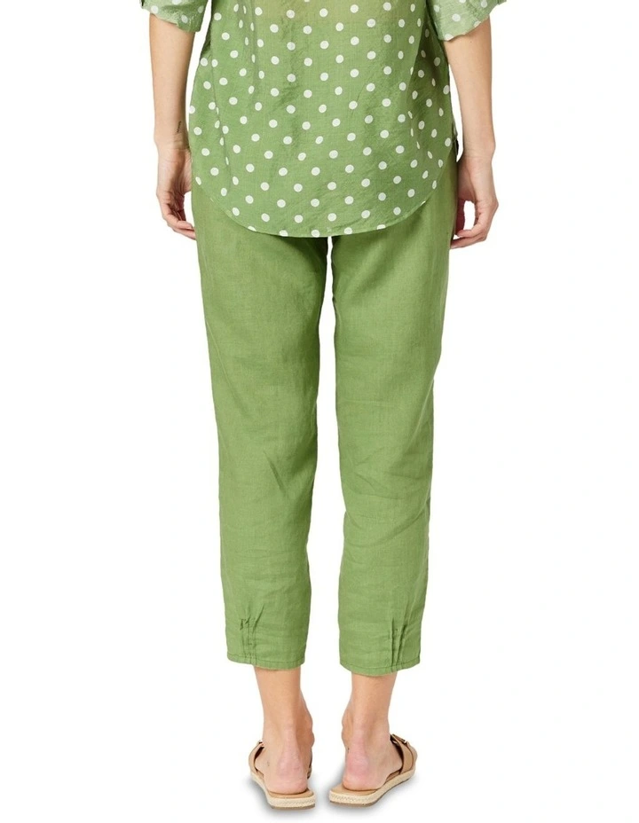Sarah Linen Pant in Green image 3
